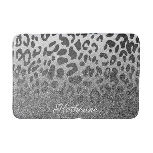 Glitter Leopard Print Bath Mat