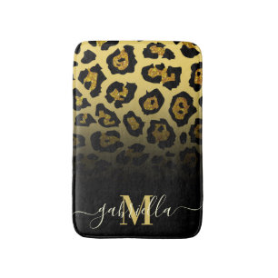 Glitter Leopard Print Bath Mat