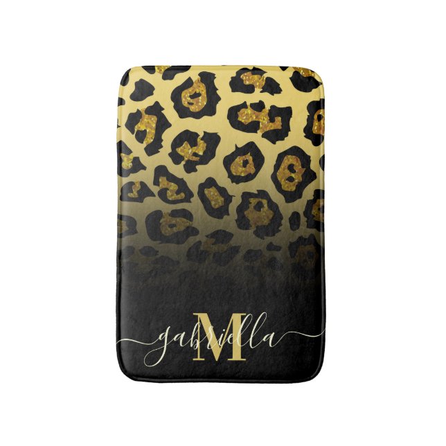 Glitter Leopard Print Bath Mat (Front Vertical)