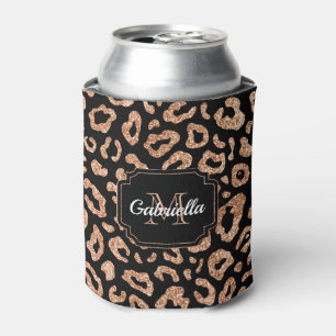 Glitter Leopard Print Can Cooler