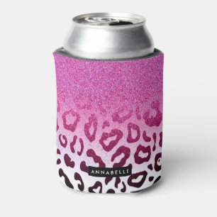 Glitter Leopard Print Can Cooler