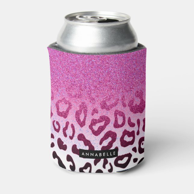 Glitter Leopard Print Can Cooler (Can Back)