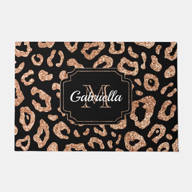 Glitter Leopard Print Doormat (Front)