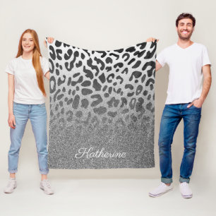 Glitter Leopard Print Fleece Blanket