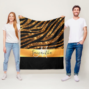 Glitter Leopard Print Fleece Blanket