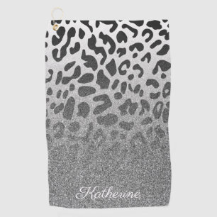 Glitter Leopard Print Golf Towel