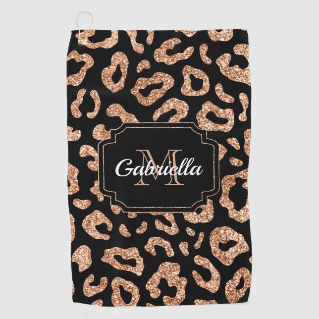 Glitter Leopard Print Golf Towel (Front)