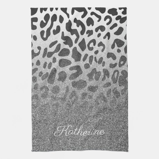 Glitter Leopard Print Kitchen Towel (Vertical)