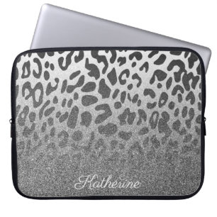 Glitter Leopard Print Laptop Sleeve