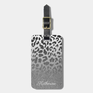 Glitter Leopard Print Luggage Tag
