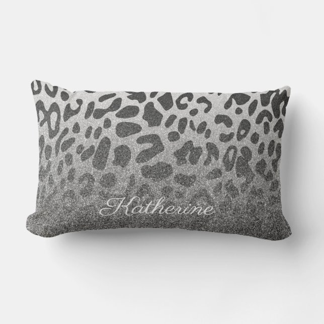 Glitter Leopard Print Lumbar Pillow (Front)