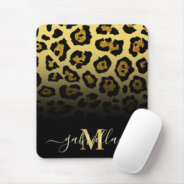 Glitter Leopard Print Mouse Pad (With Mouse)