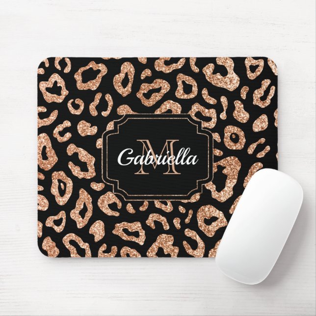 Glitter Leopard Print Mouse Pad (With Mouse)