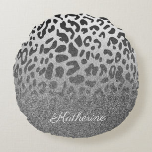 Glitter Leopard Print Round Pillow