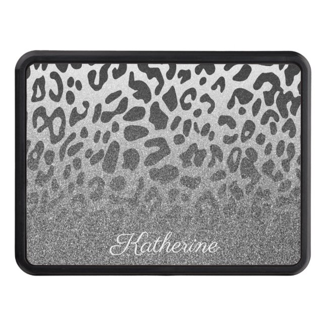 Glitter Leopard Print Trailer Hitch Cover (Front)