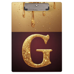 Glitter Letter G Monogram With Dripping Liquid Clipboard