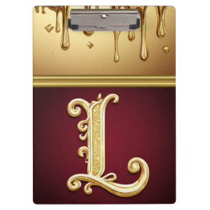 Glitter Letter L Monogram With Dripping Liquid Clipboard
