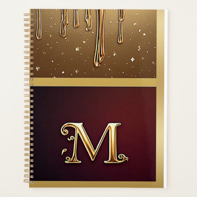 Glitter Letter M Monogram With Dripping Liquid  Planner (Front)