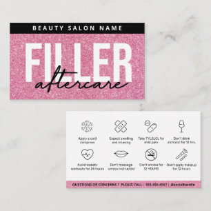 Glitter Lip Filler Botox Aftercare Instruction Business Card