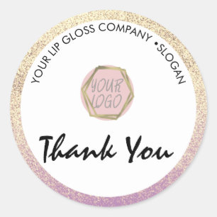Glitter Lip Gloss Business Logo Classic Round Sticker