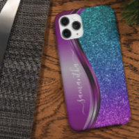 Glitter look Bright Purple Personalized Name