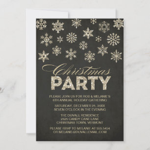 Glitter Look Snowflakes Christmas Party Invitation