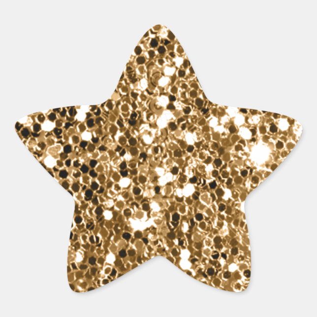 Glitter Look Solid Gold Sparkle Star Sticker (Front)