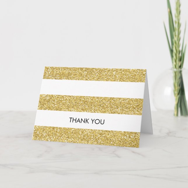 Glitter-look Thank You Card - horizontal (Front)