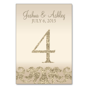 Glitter Look Wedding Table Numbers-Table Card 4