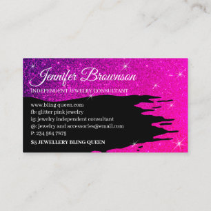 Glitter Luxury Pink Luminous Business Card