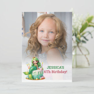 Glitter Magical Mermaid 6Th Birthday  Photo  Invitation