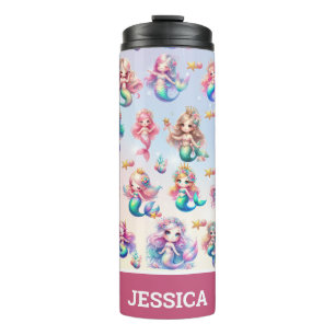 Glitter Magical Mermaid Birthday Under The Sea Thermal Tumbler