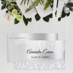 Glitter Makeup Artist Fashion Grey Silver Grey Appointment Card