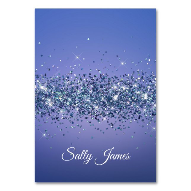 Glitter Marine bleu Nom individuel Cartes de lieu (Par défaut)