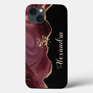 Glitter maroon burgundy with names Case-Mate iPhon iPhone 13 Case