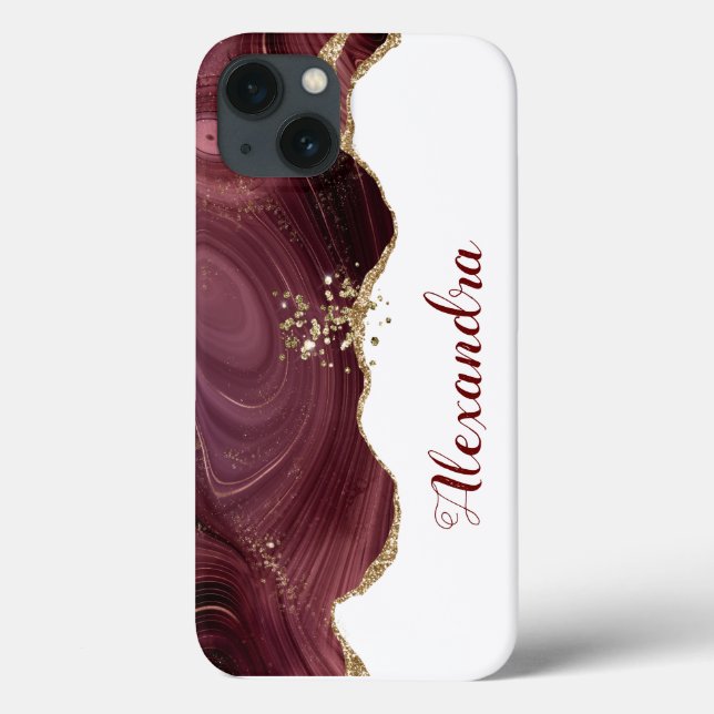 Glitter maroon burgundy with names Case-Mate iPhon Case-Mate iPhone Case (Back)