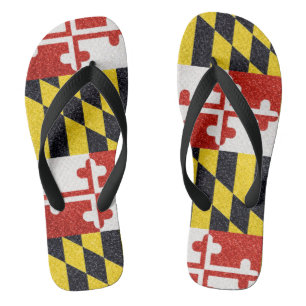 Glitter Maryland flag flip flops