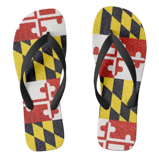 Glitter Maryland flag flip flops