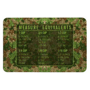 Glitter Measuring Conversion Kitchen Measure Guide Magnet