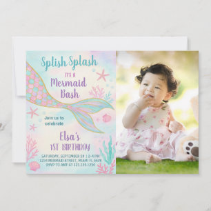 Glitter Mermaid Birthday Invitation