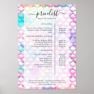 Glitter Mermaid Pattern Salon Preisliste Poster