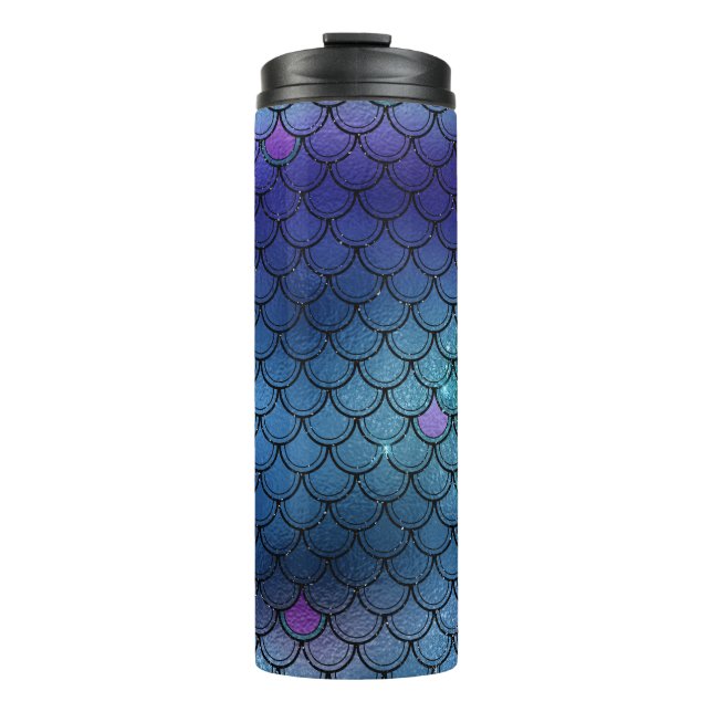 Glitter Mermaid Scale Pattern Thermal Tumbler (Front)