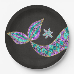 Glitter Mermaid tail Paper Plates, Under the sea Paper Plate