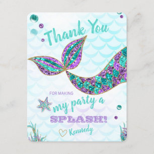 Glitter Mermaid, Thank you card, Under the Sea Card