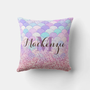 Glitter Mermaid Throw Pillow