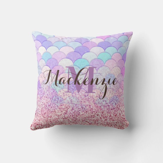Glitter Mermaid Throw Pillow (Back)