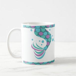 Glitter Mermaids Tails Stripes Scales Coffee Mug