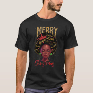 Glitter Merry Christmas African American Women Xma T-Shirt