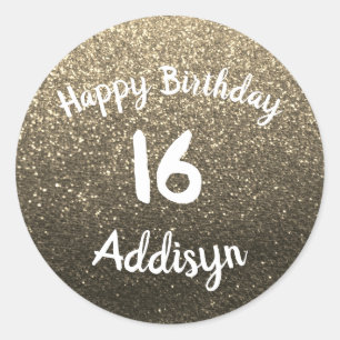 Glitter Metallic Birthday Bat Mitzvah Teen Sparkle Classic Round Sticker