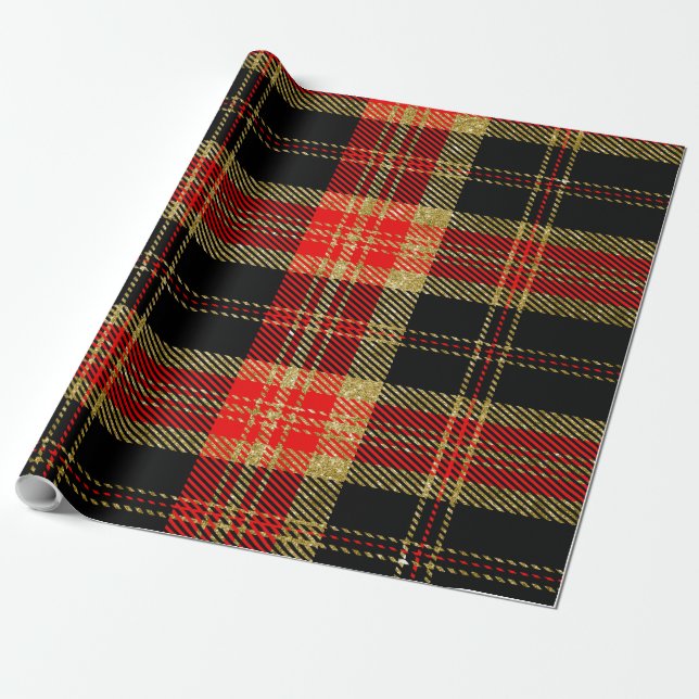 Glitter Mickey Plaid-07 Wrapping Paper (Unrolled)